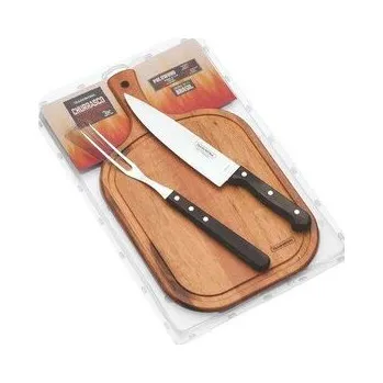 Kuchyňský nůž Tramontina 21198/914 Polywood BBQ set/3ks, nôž 20cm, vidlica 32cm, doska 40x23cm hnedá