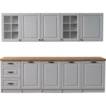 Kuchyňská linka Kuchyňská linka Lady ŠEDÁ s prac. deskou 2,6m, šedá/dub lancelot