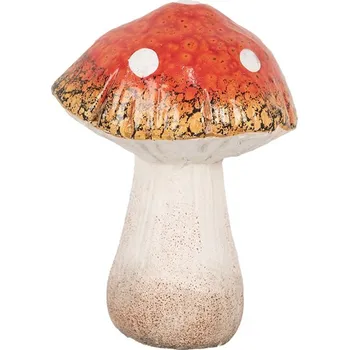 Bílo-červená keramická dekorace houba Muchomůrka S - 9*8*12 cm