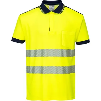 PORTWEST Polokošile HiVis PW3 T180, krátký rukáv, reflexní POR-T180YNRXXXL 3XL Žlutá/navy