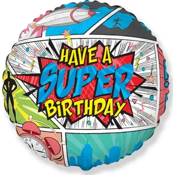 Balónek Flexmetal,s.l. Fóliový balónek, super hrdina, komiks, narozeninový, 48cm, bez obalu
