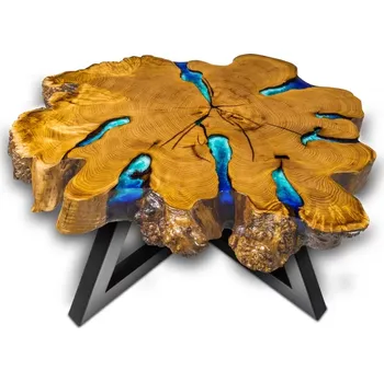 Konferenční stolek Konferenční stolek - průměr 100 cm - kořen akátu / epoxidová pryskyřice