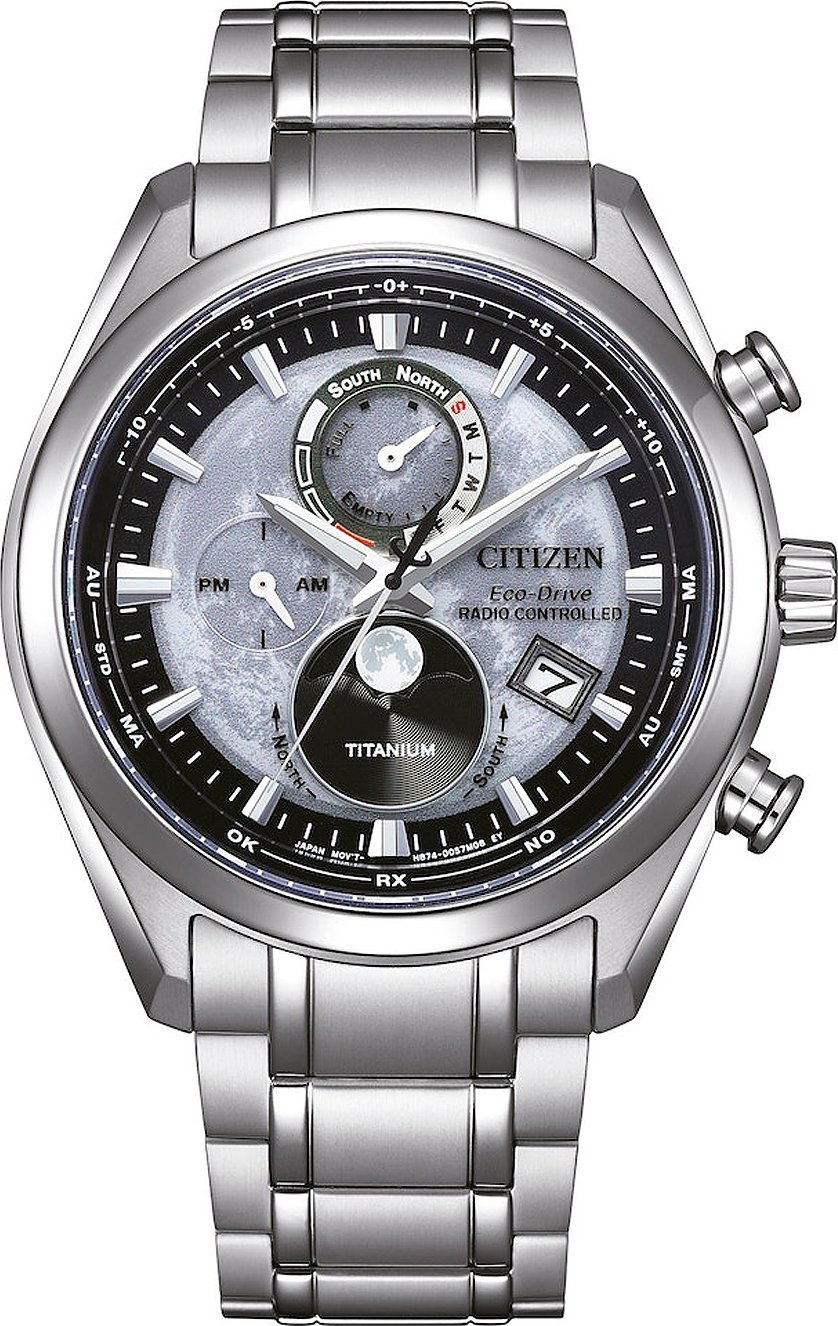 Citizen BY1010-81H Eco-Drive moon phase Titanium Radio Controlled 43mm