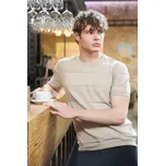 Pánské bavlněné triko Barva: Béžová, Velikost: 48, Střih: SLIM FIT