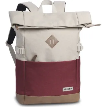 Městský batoh BESTWAY Batoh Rolltop Two Tone White/Wine Red