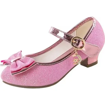 Dětská sálová obuv Dívčí třpytivé střevíčky na podpatku s mašličkou Barva: Růžová, Velikost EUR: 26
