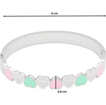 Náramek Prosperk Ocelový náramek pastelová srdíčka S3622