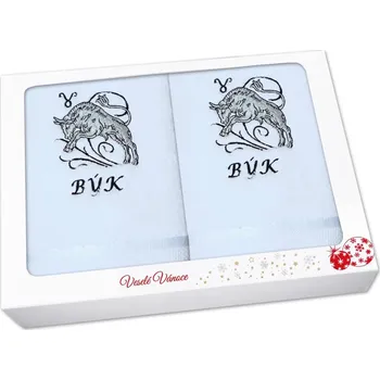 Ručník Vánoční dárková sada ručník + osuška Znamení Býk bílá/šedá