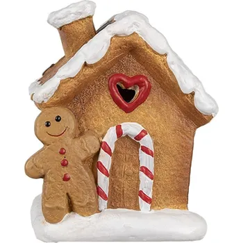 Vánoční dekorace Keramická perníková chaloupka s perníčkem Gingerbread House - 11*7*16 cm