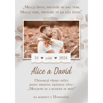 Svatební dekorace Svatební oznámení - A6 - S011 var.b s vlastní fotografií