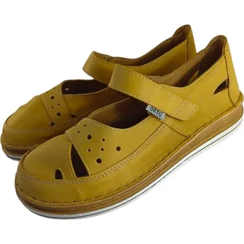 Dámské baleríny 4304 - 010 kožené zdravotní baleríny/boty s podporou příčné klenby nožní; barva hořčicově žlutá 37