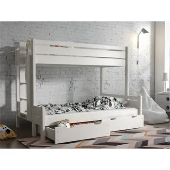 Postel Patrová postel Jára 90/120x200 cm bílá + šuplíky + rošty ZDARMA