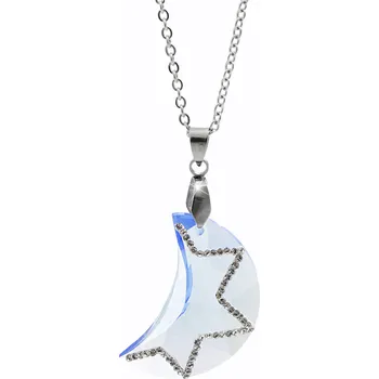Náhrdelník JSB bijoux s.r.o. Ocelový náhrdelník střední měsíček Swarovski Light Sapphire