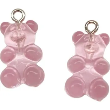 Přívěsek 20x10mm, Gumový medvídek, růžový světlý