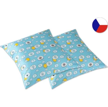 Dekorativní polštářek Saténový dekorační polštářek 40x40 GEON Obláčky s modrým pozadím