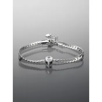 Náramek Prosperk Exkluzivní náramek z chirurgické oceli s čirým krystalem ve tvaru kapky S0703