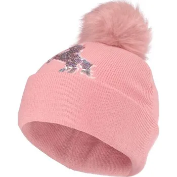 Pokrývka hlavy Dívčí pletená čepice Lewro PONI 12/15 Růžová, Stříbrná