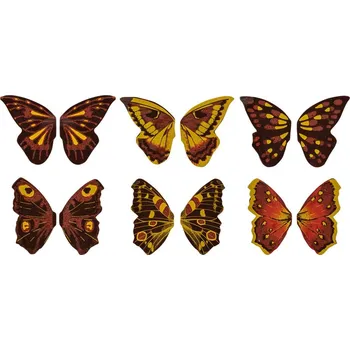 Jedlá dekorace na dort Dortisimo Bombasei čokoládová dekorace Motýlci 4 cm (6 motýlků - 12 křídel)