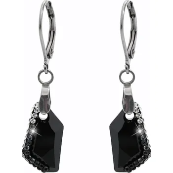 Módní doplněk JSB bijoux s.r.o. Ocelové náušnice klapky malý zdobený lichoběžník Swarovski Jet