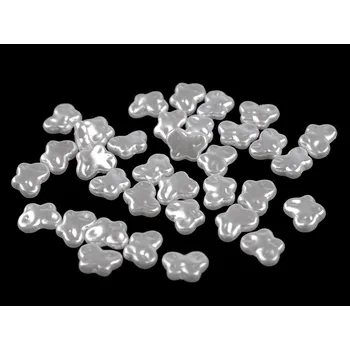 Korálek Plastové voskové korálky / perly Glance motýl 10x13 mm, barva bílá
