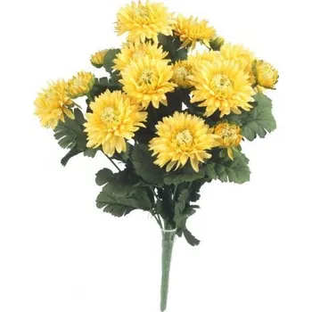 umělá květina Kytice chryzantém 43 cm, žlutá