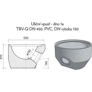 Kanalizační potrubí CSB-TBV-Q 450/370/1a PVC DN 150 dno s výtokem1a