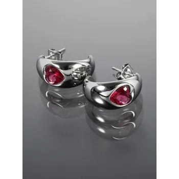 Náušnice Prosperk Náušnice stříbrné s růžovým srdíčkem S0790