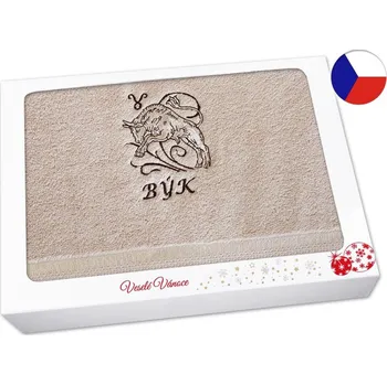 Vánoční dekorace Vánoční dárkové balení ručníku Znamení Býk béžová/hnědá