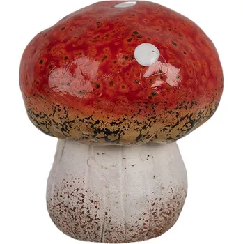 Bílo-červená keramická dekorace houba Muchomůrka - Ø 5 * 5 cm