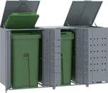 Box na 3 popelnice šedý 207 x 79 x 117 cm ocel