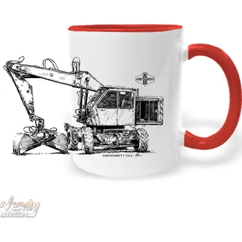 Hrnek - Samohybný bagr Fortschritt T 174-2 Barva: Červená