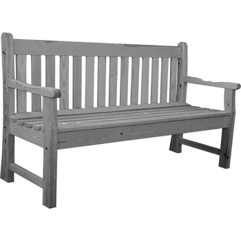 Zahradní lavice Venkovní dřevěná odpočinková lavička s nižším opěradlem šedá, 150 cm