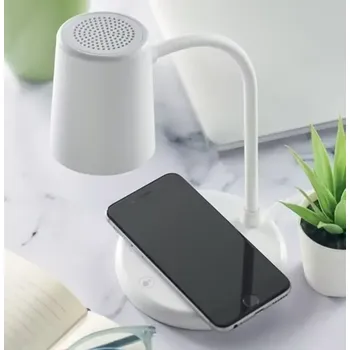 Mobilní telefon Stmívatelná stolní USB LED lampa s bezdrátovým nabíjením - bílá