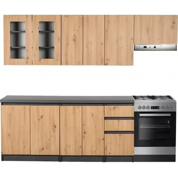 Kuchyňská linka Kuchyňská linka Nela 180/240, antracit s dab artisan deska metal vintage