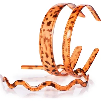 HAIRÉLLE | sada 3 ks plastových čelenek do vlasů | tygrovaný design & hřebínky Dedra