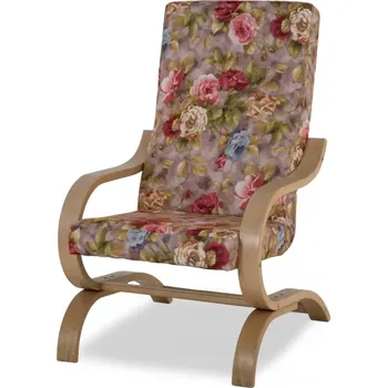 Křeslo Křeslo pohupovací Oskar Bez prošití- květované, květy vzor (2111 / buk)