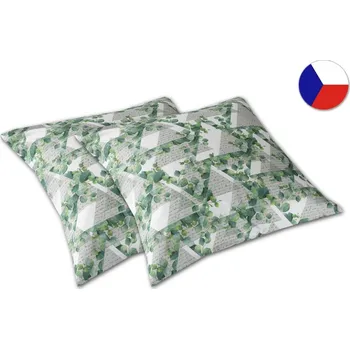 Dekorativní polštářek Saténový dekorační polštářek 40x40 GEON Zelené lístky eukalyptu