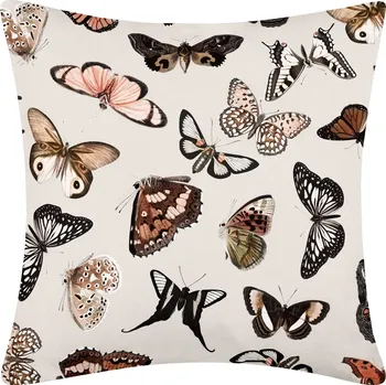 Povlak na dekorativní polštářek DARRÉ Bavlněný povlak na polštář Motýlci - světle hnědý Velikost: 40 x 40