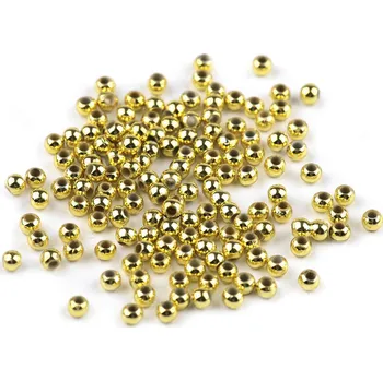 Dětské navlékací korálky Plastové voskové korálky / perly Glance Metalic Ø4 mm zlatá sv. 10g