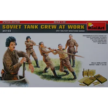 Plastikový model Soviet Tank Crew At Work (5 fig,4 ammo boxes) - MiniArt 35153