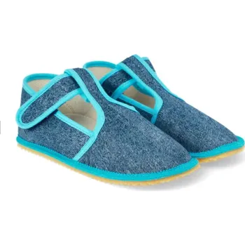 Chlapecké bačkory Papuče Beda barefoot -BFN170020/W Denim Turquoise (středně široká verze) chlapecké Velikost: 38