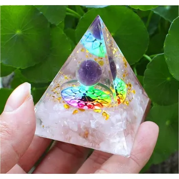 Orgonitová pyramida Růženín a Ametystová koule - Miluji a odpouštím 5x5 cm