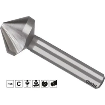 Vrták Ruko 102521 - Záhlubník kuželový pr. 6,0 mm 90°, JEDNObřitý, délka 45 mm, válcová stopka 5 mm