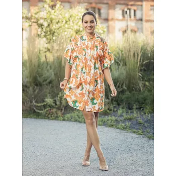 Dámské šaty BudesIN Pohodlné letní šaty Maiya s oranžovým vzorem