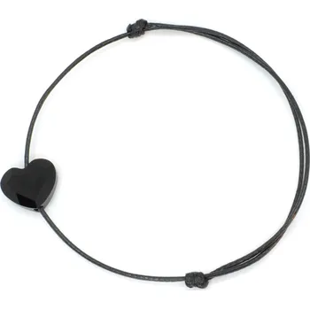 Náramek WUX Náramek s černým srdíčkem Jet Love Swarovski VELIKOST NÁRAMKU: Dětská.....14cm, BARVA PROVÁZKU: Fialová, PRŮMĚR PROVÁZKU: Ø 1mm