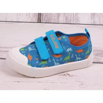 Chlapecké tenisky D.D.step Plátěnky tenisky D.D. step C096-42593 modré s barevnými dinosaury velikost: 29