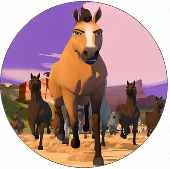 Přisada na vaření a pečení Jedlý papír kůň Spirit fialové pozadí 19,5 cm