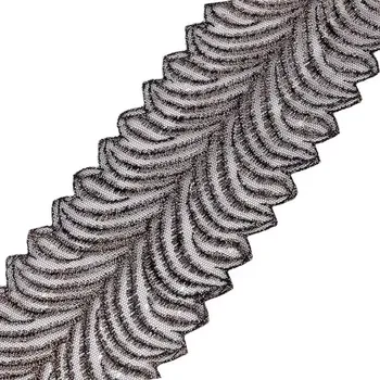 Stuha Vyšívaná krajka 80mm černá se zlatým lurexem (Vyšívaná krajka na monofilu)