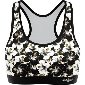 Funkční sportovní podprsenka FLOWERS - Černá / L