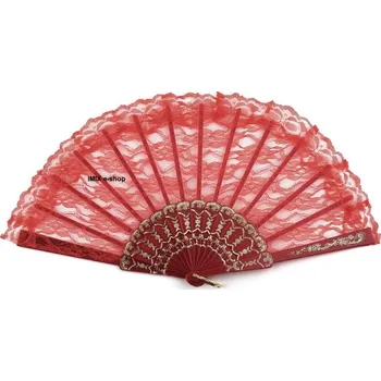 Karnevalový doplněk Vějíř krajkový - VÍCE BAREV Sytě červená